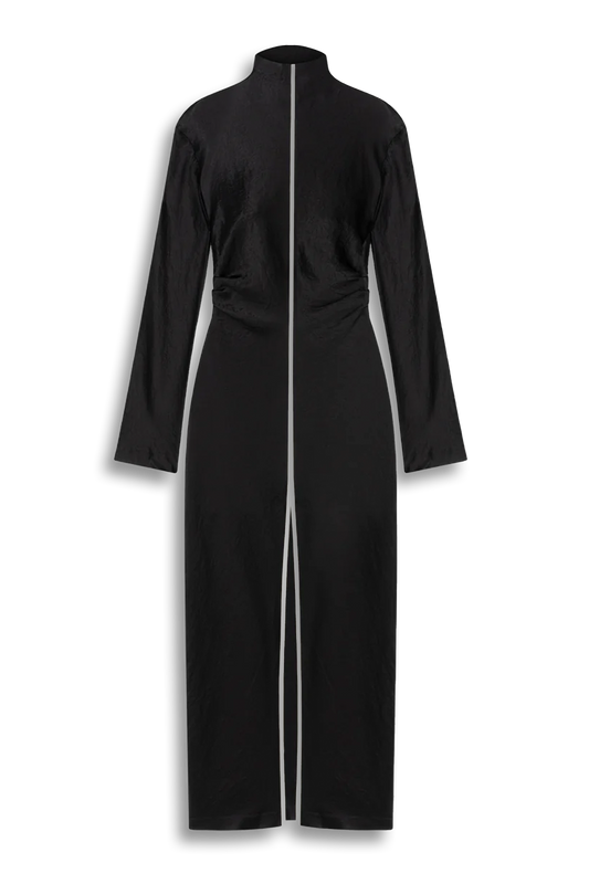 Cosett Draped Crinkled-Satin Midi Dress
