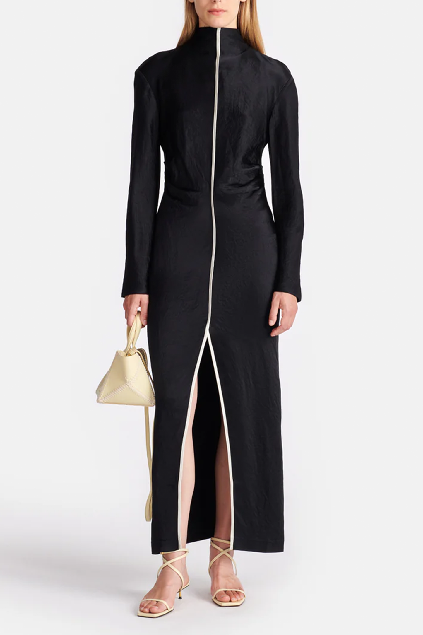 Cosett Draped Crinkled-Satin Midi Dress