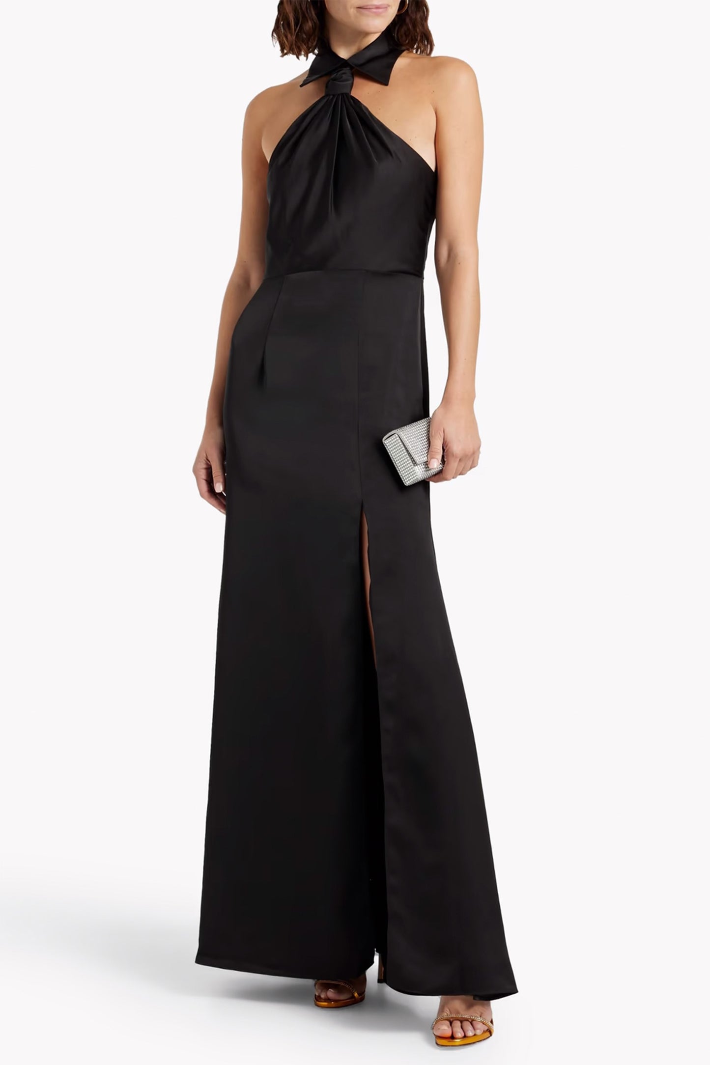 Gemi Knotted Satin-crepe Halterneck Gown