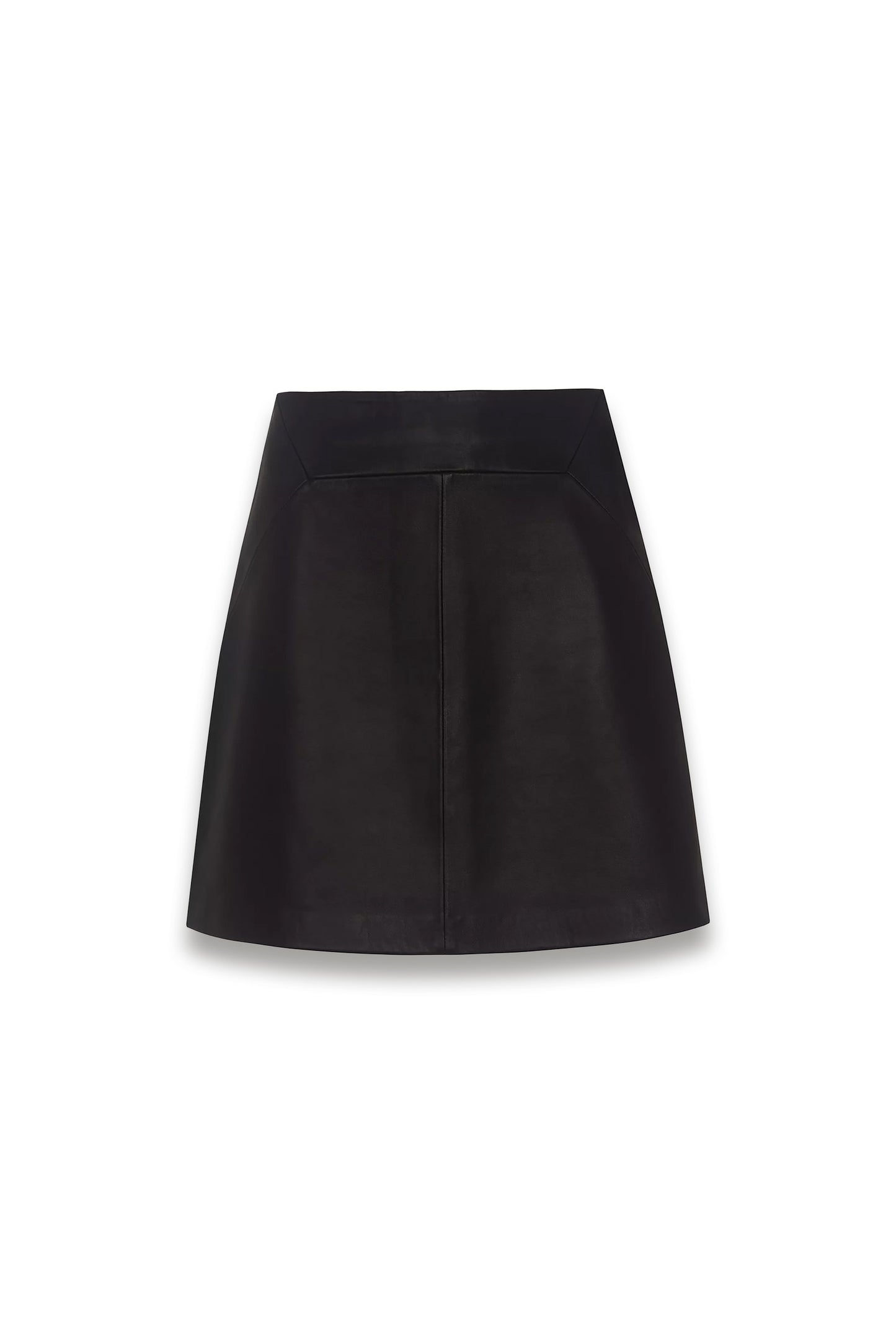 Petite Leather A-Line Mini Skirt, Black