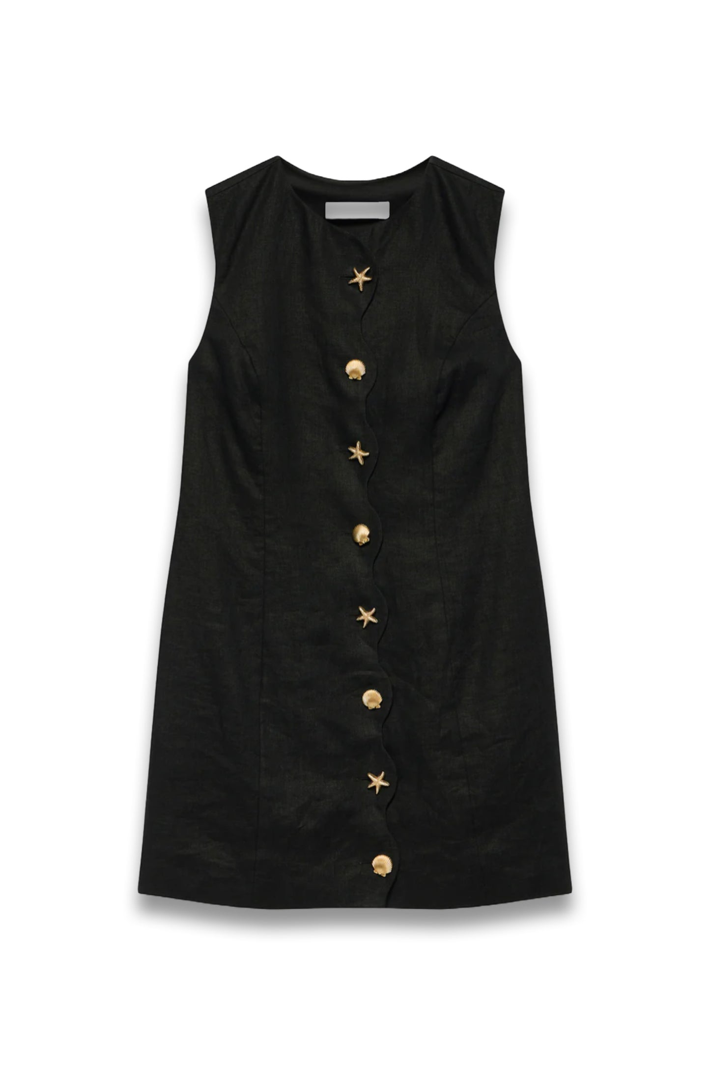Black Linen Starfish Mini Dress