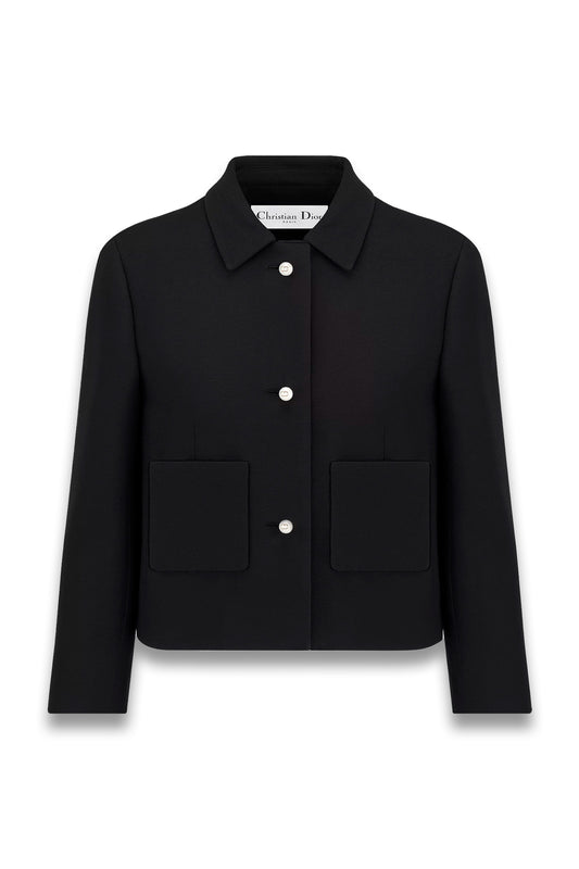 Short jacket Black wool and silk