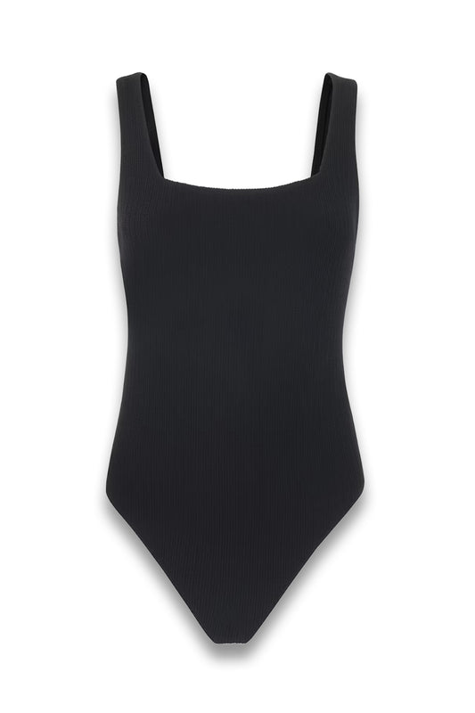 Black Square Neck Swimsuit