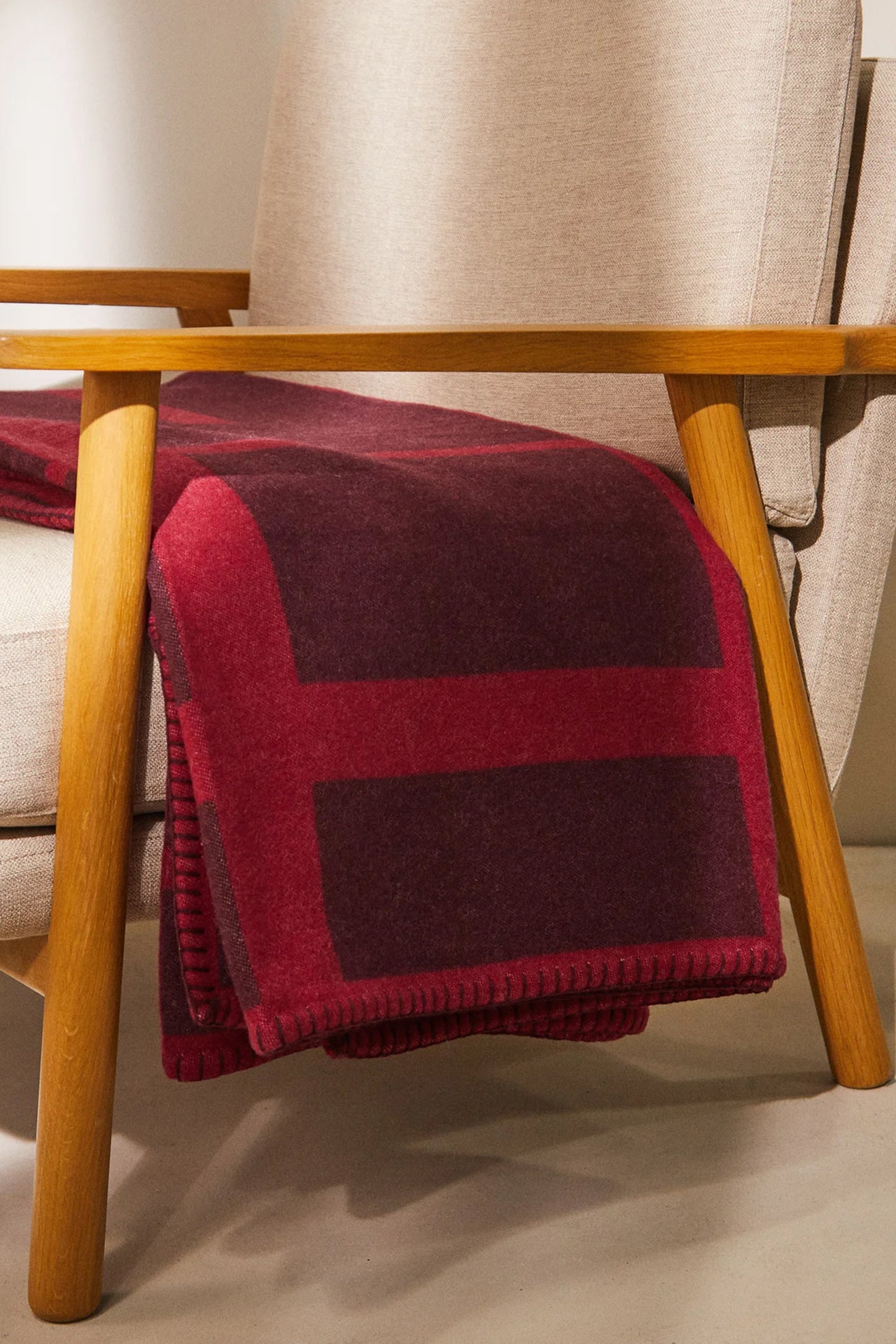 Blanket-stitched Wool-blend Blanket