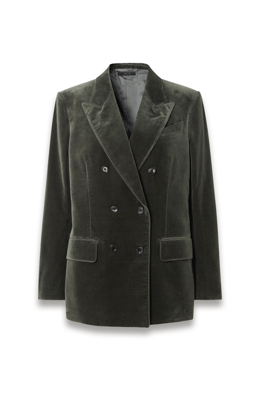 Double-breasted Cotton-blend Velvet Blazer