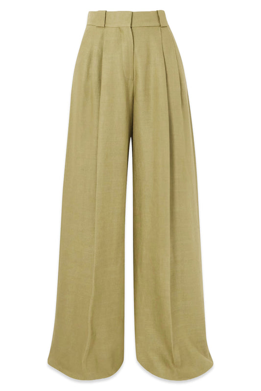 Husi Pleated Linen And Silk-blend Wide-leg Pants