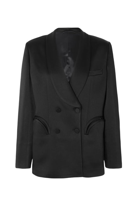 Heart Smoking Double-Breasted Satin Blazer