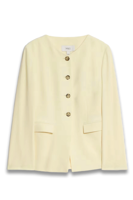 Tailored Collarless Blazer