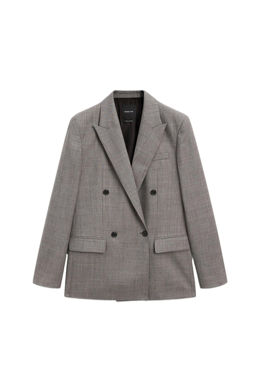 Double-Breasted Melange Wool Blend Blazer