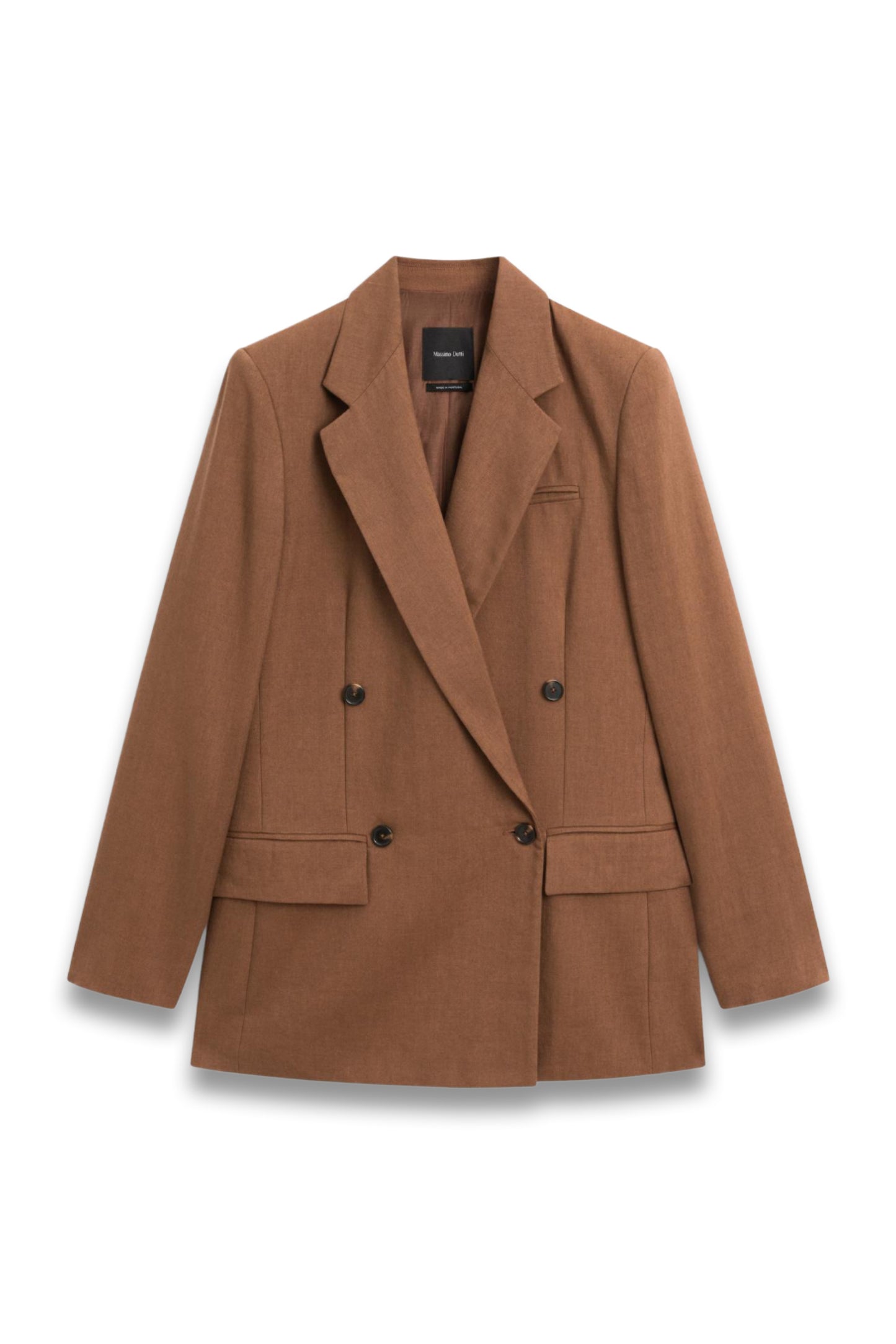 Double-Breasted Linen Blend Blazer