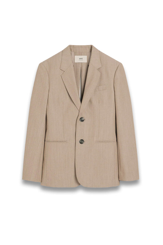 Beige Wool Back Slit Jacket