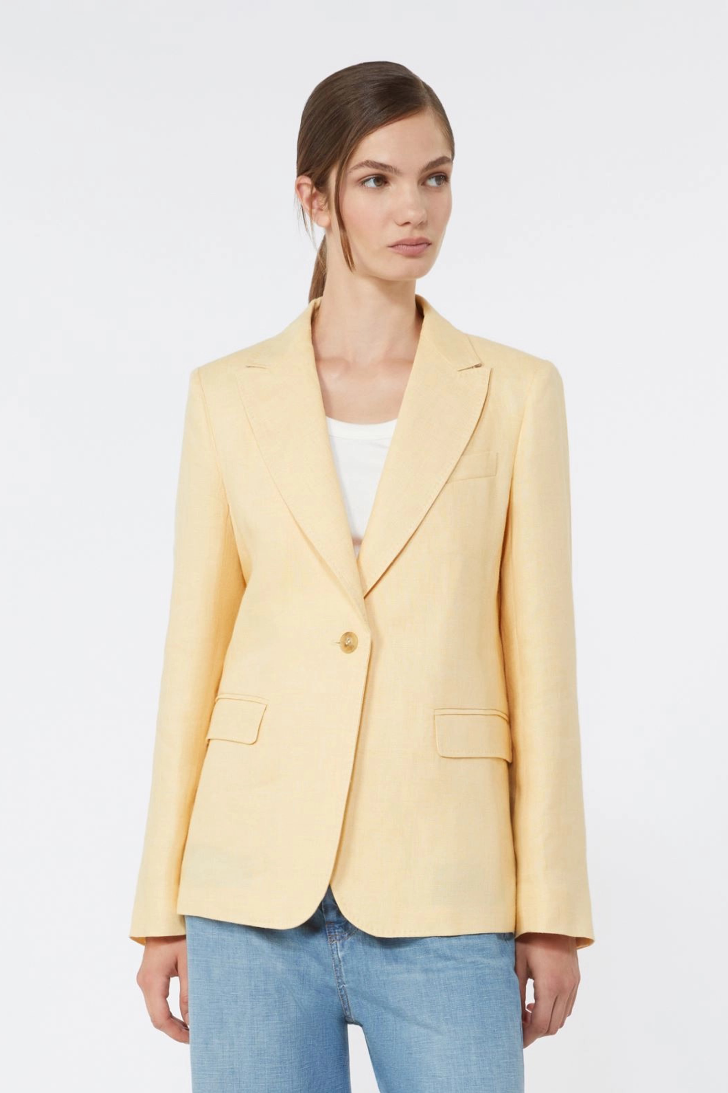 Linen Canvas Blazer in Light Yellow