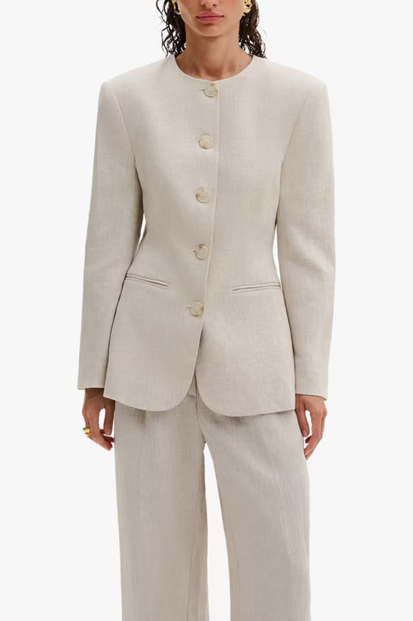 Carol Pure Linen Blazer in Sand
