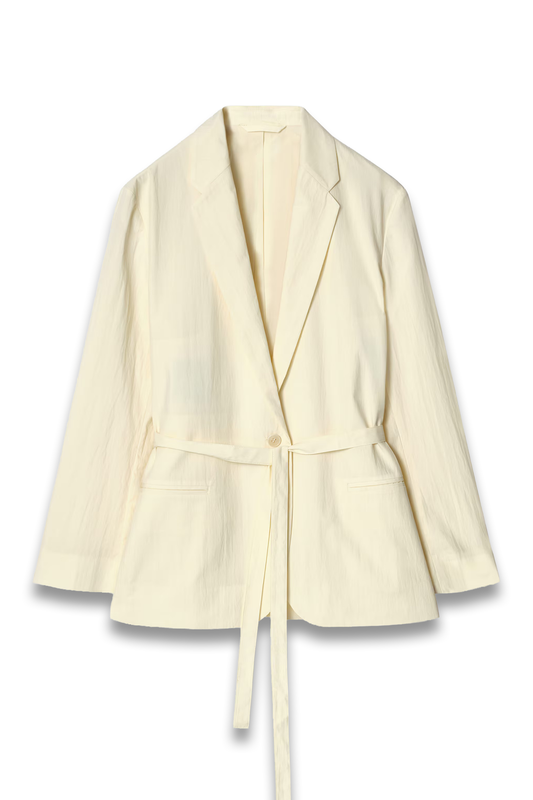Tie-Waist Cotton Blazer