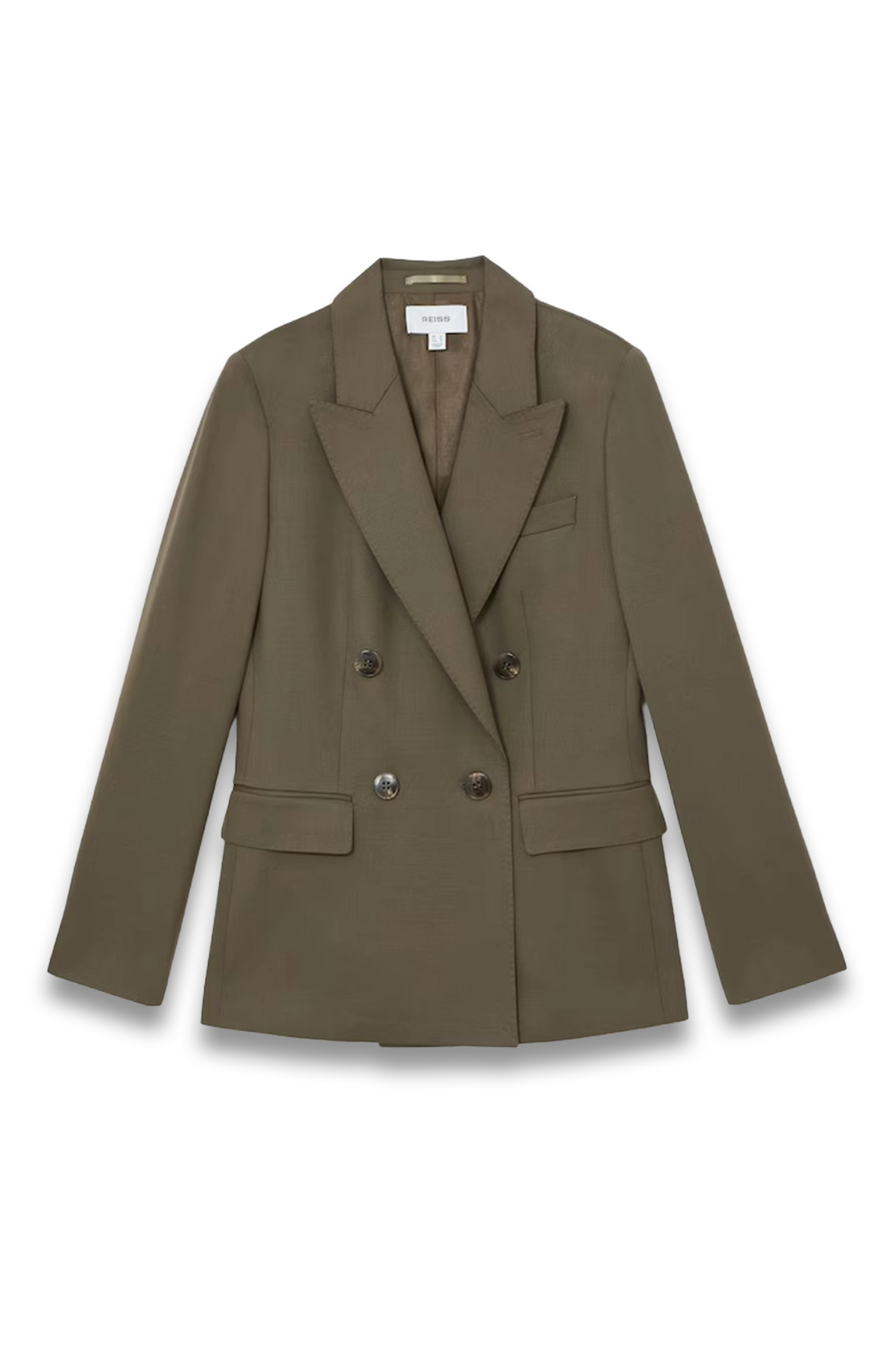 Wool-blend Double-breasted Suit Blazer in Green