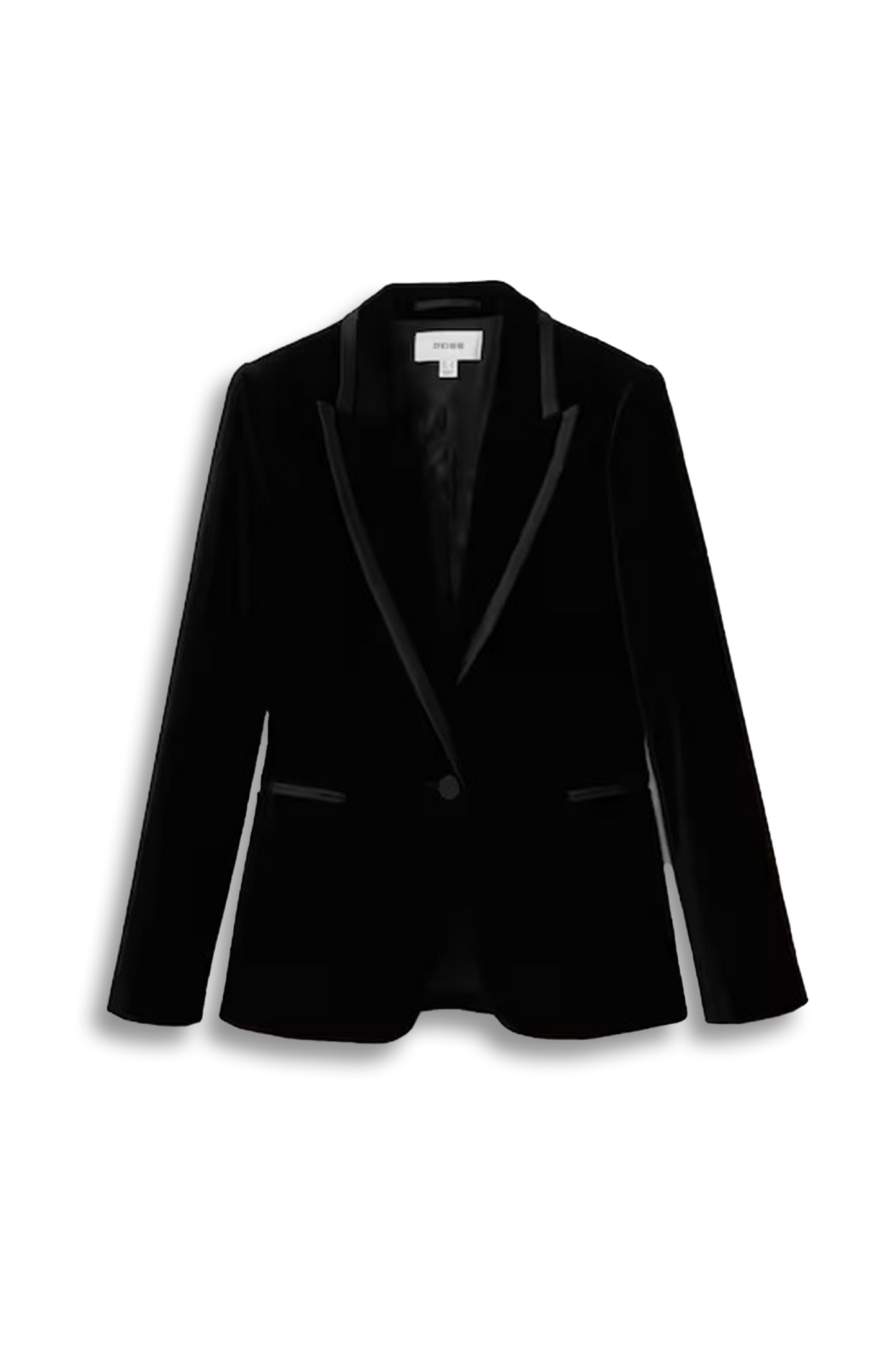 Velvet Single Breasted Suit Blazer in Black