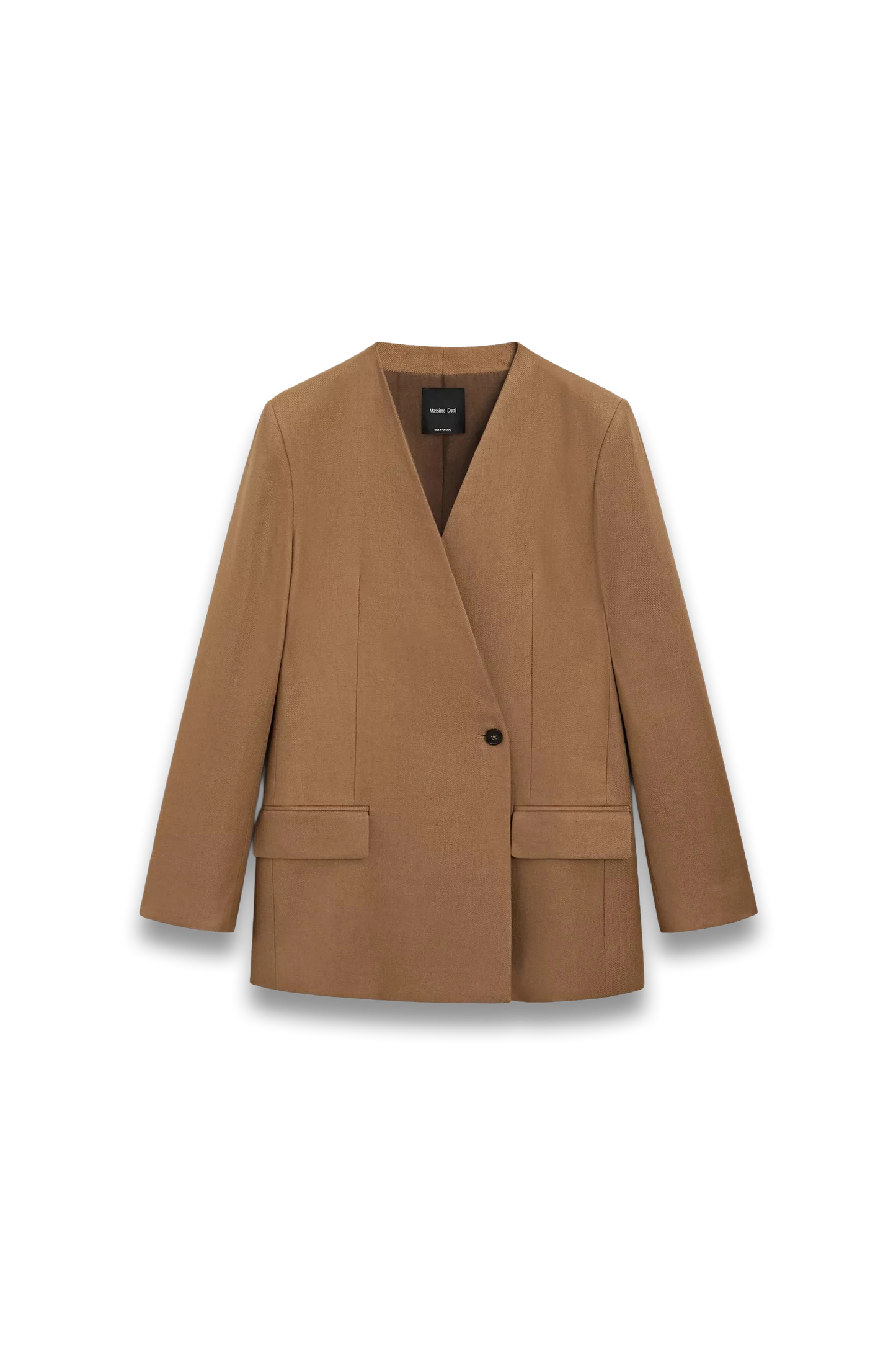 Double-breasted Linen Lapelless Blazer