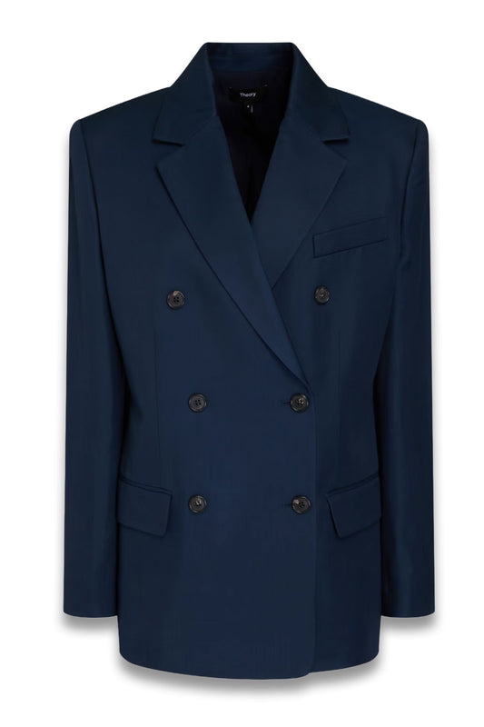 Double-breasted twill blazer