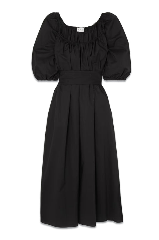 + NET SUSTAIN Belted Gathered Organic Cotton-poplin Midi Dress