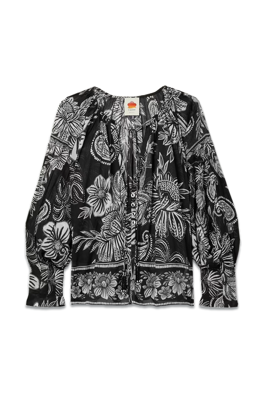 Tie-detailed Bead-embellished Printed Cotton-voile Blouse