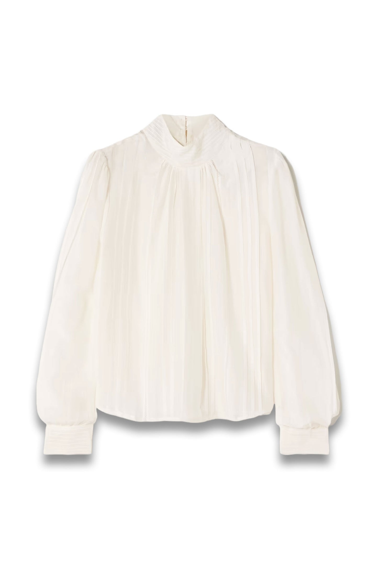 Teresa Pintucked Cotton and Silk-Blend Voile Turtleneck Blouse