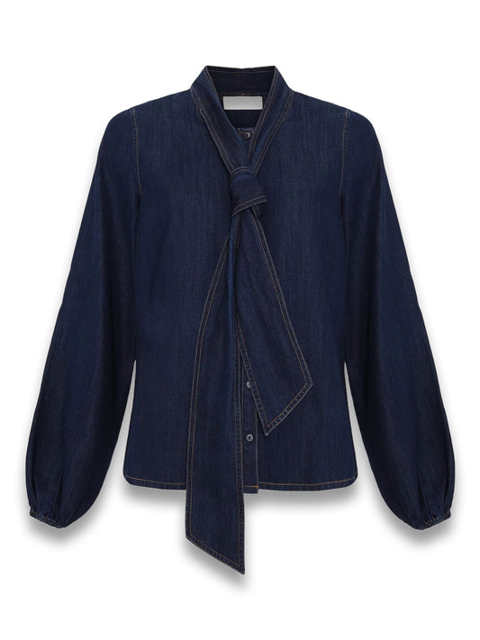 Penelope Denim Tie Blouse