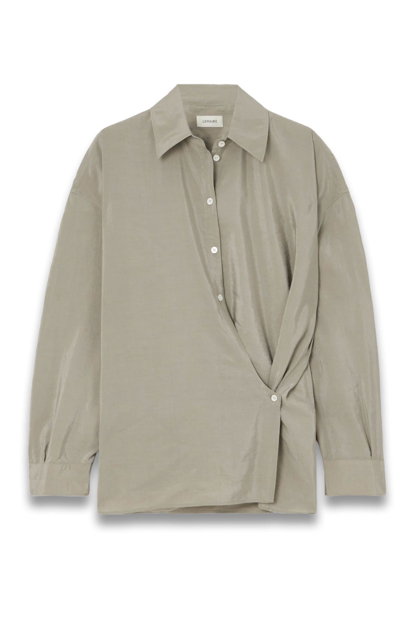 Twist-front Silk-blend Wrap Shirt