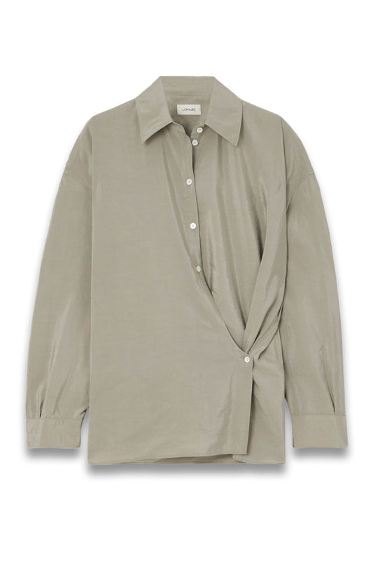 Twist-front Silk-blend Wrap Shirt