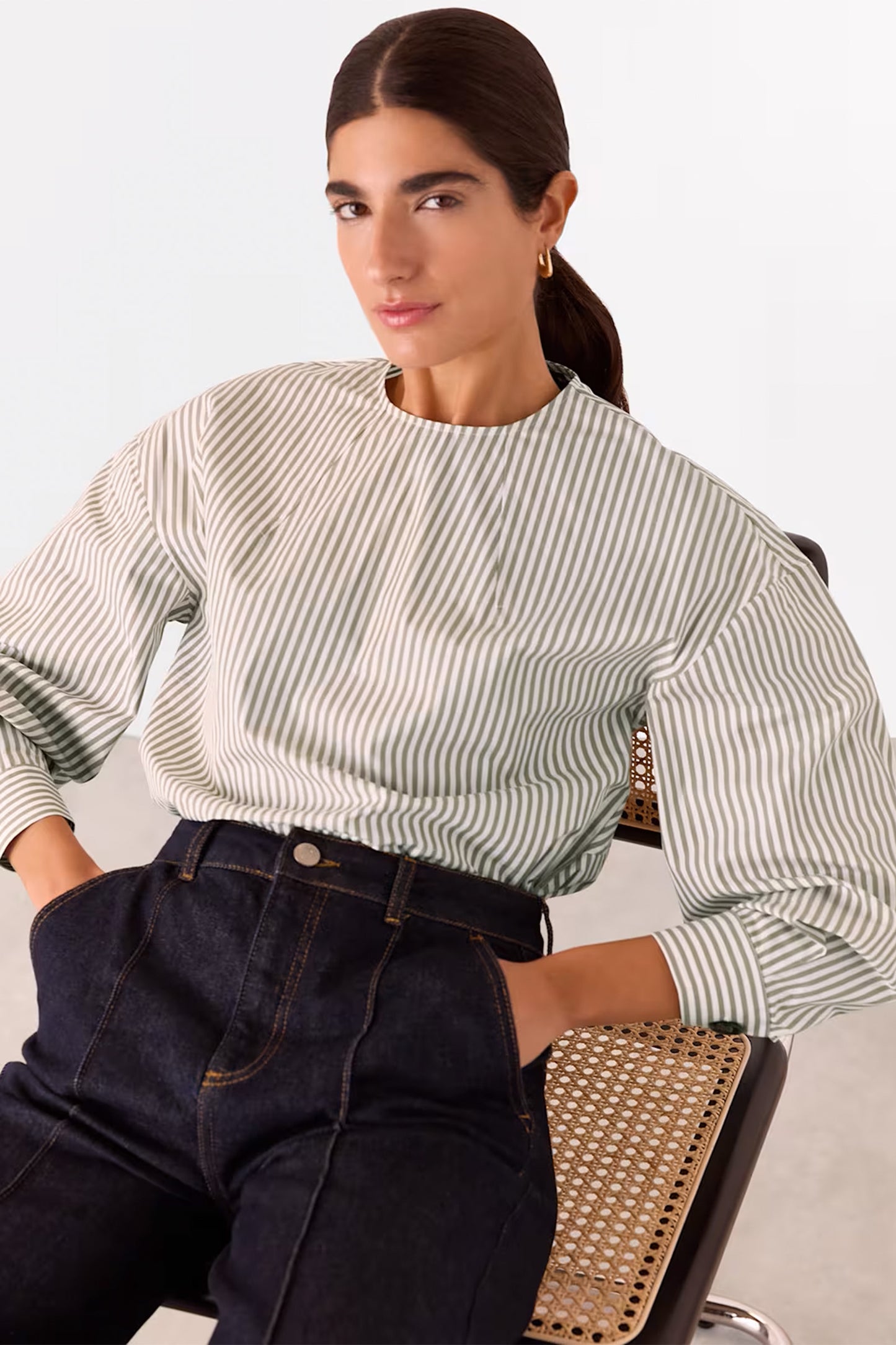 White Kirstie Cotton Stripe Blouse
