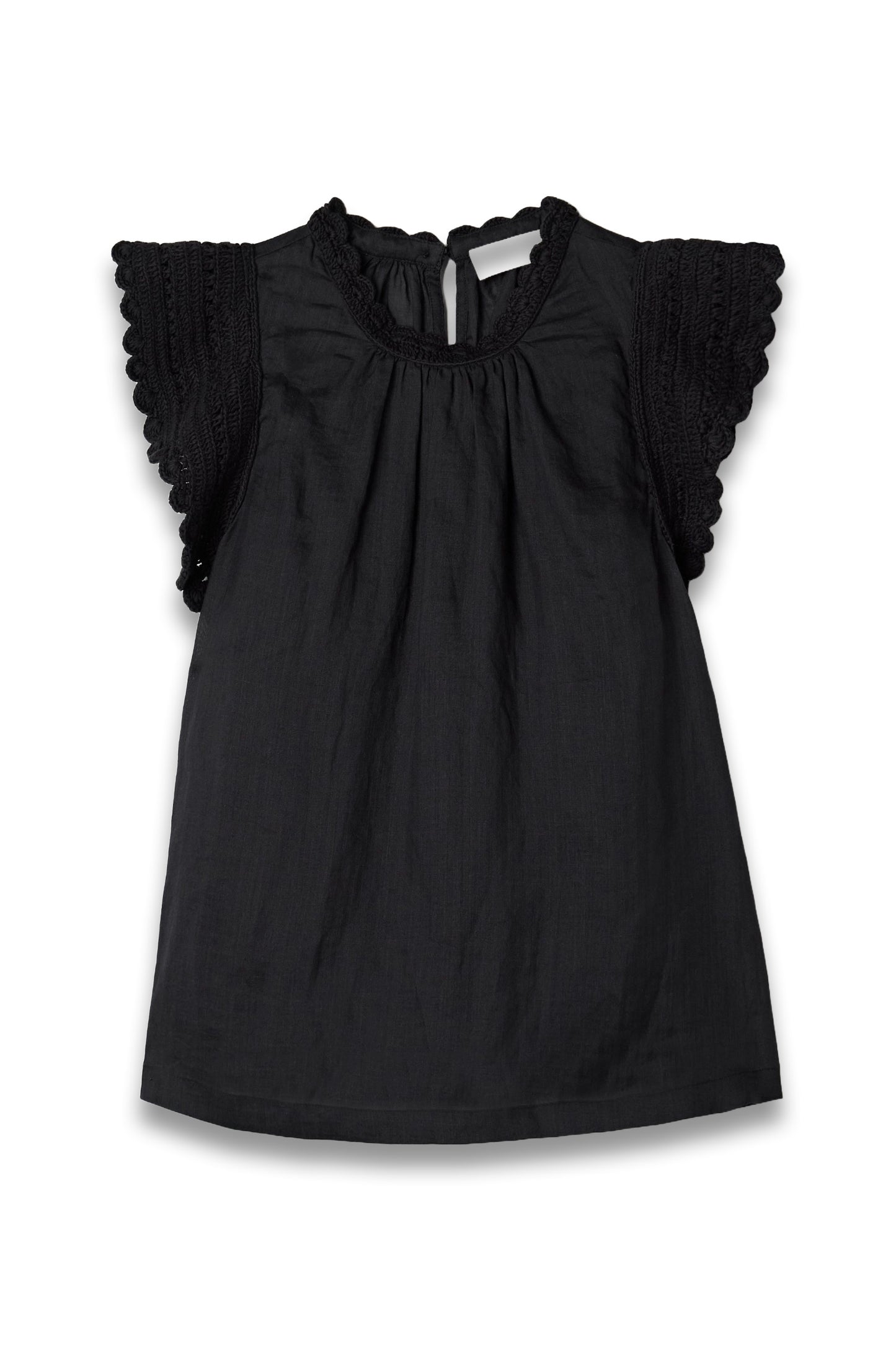 ULLA JOHNSON Kai Crocheted Cotton-trimmed Ramie Blouse