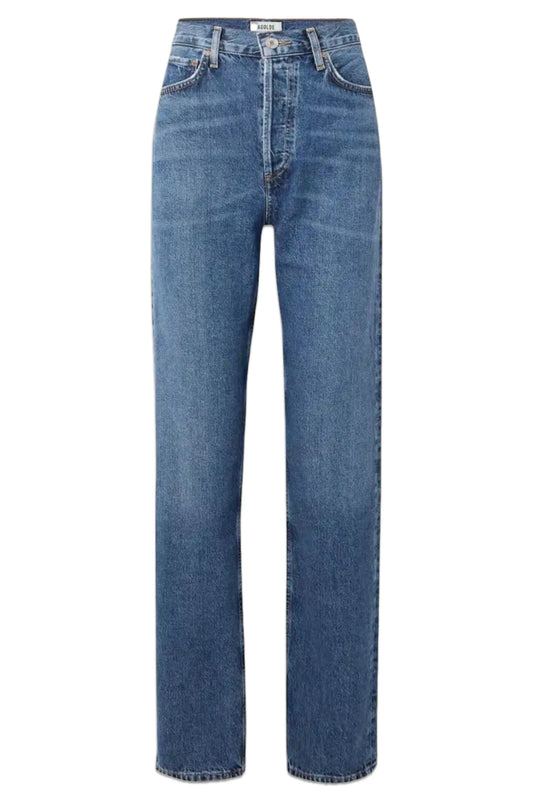 + NET SUSTAIN 90's Pinch Waist Long High-Rise Straight-Leg Organic Jeans