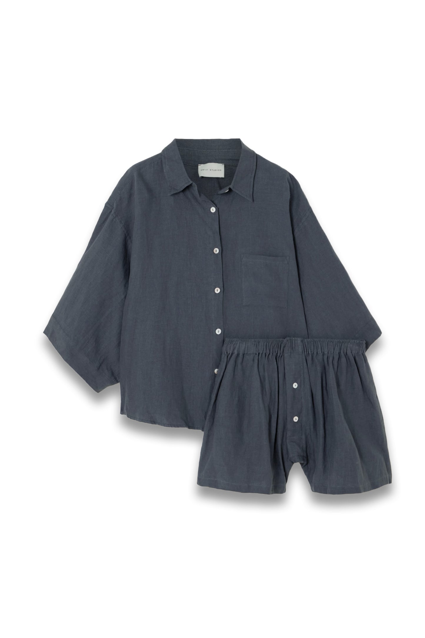 The 03 Washed-linen Shirt and Shorts Set