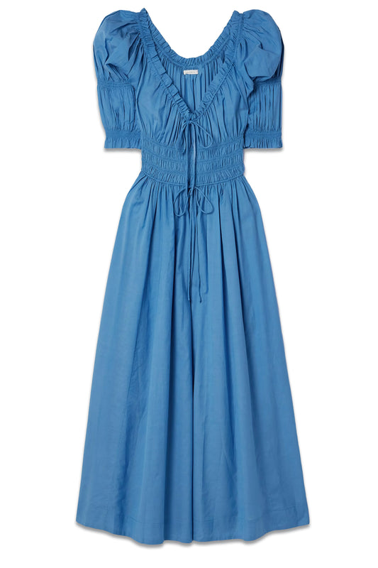 Ischia Shirred Cotton-blend Voile Midi Dress