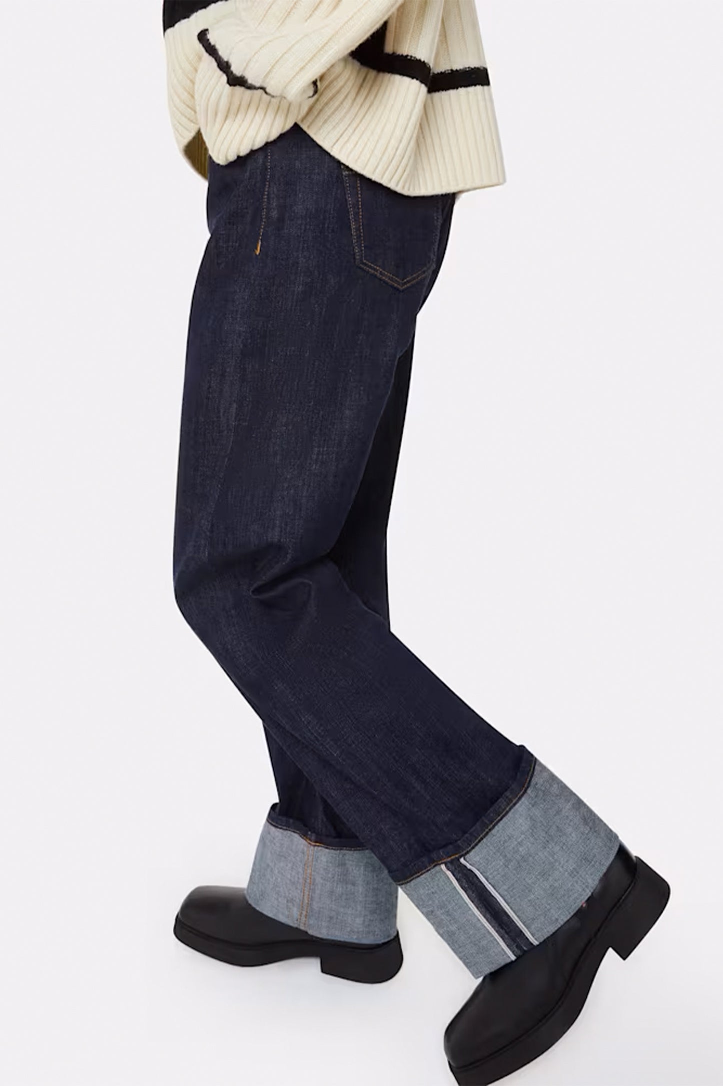 Dark Denim Turn Up Selvedge Jean