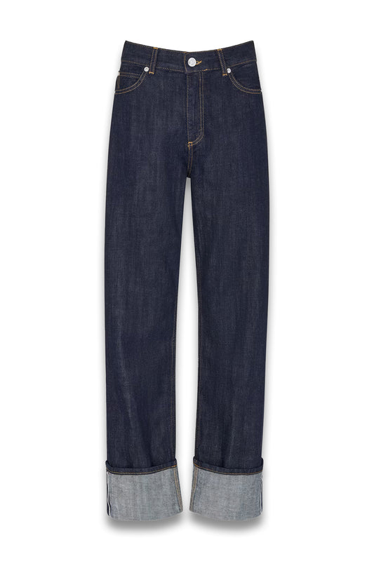 Dark Denim Turn Up Selvedge Jean
