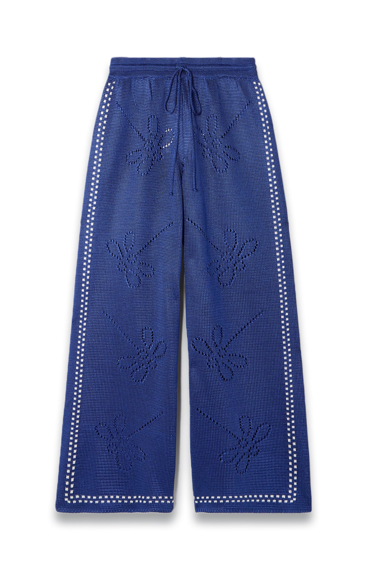 Garden Party Pointelle-Knit Wide-Leg Pants
