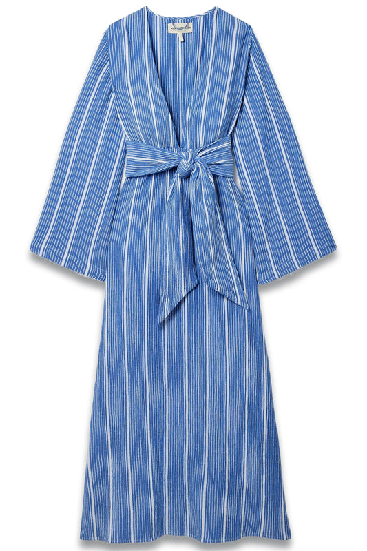 + NET SUSTAIN Jules Belted Striped Organic Cotton-gauze Maxi Dress