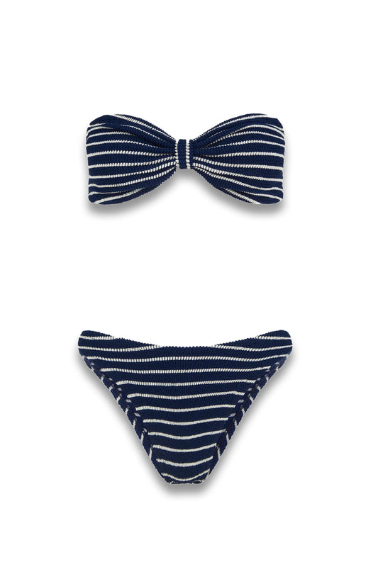 Coverage Jean Bikini Navy/White Stripe