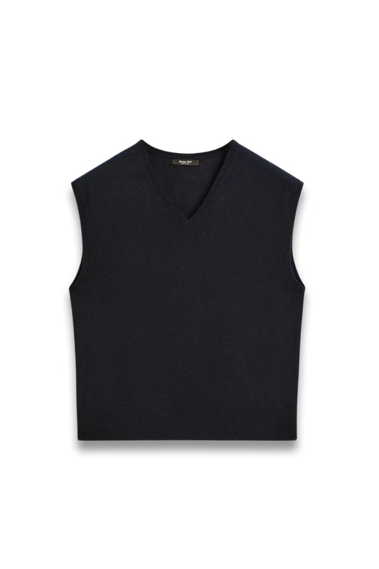 Cropped Wool Blend V-neck Waistcoat