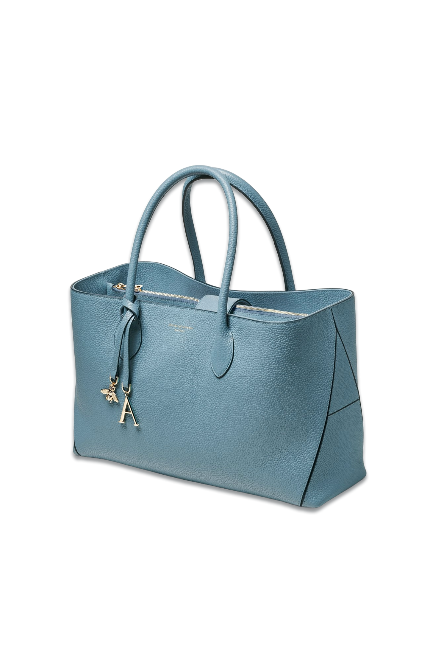 London Leather Tote Bag, Cornflower Blue Pebble