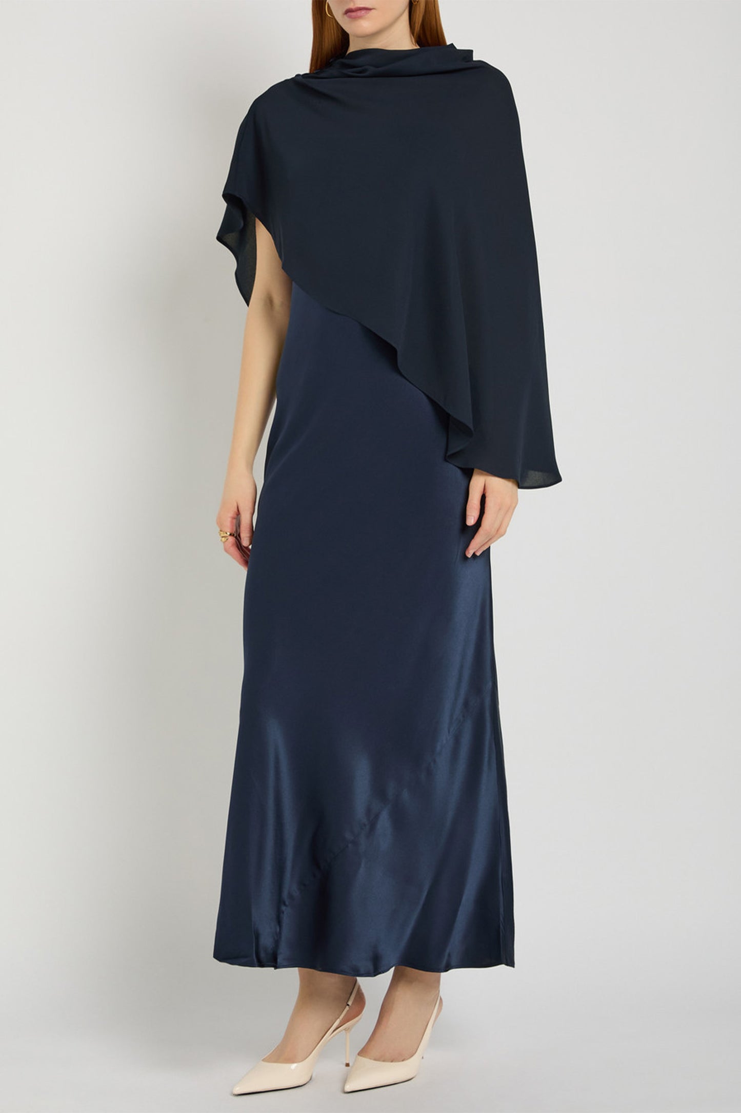 Lilibeth cape-effect silk midi dress