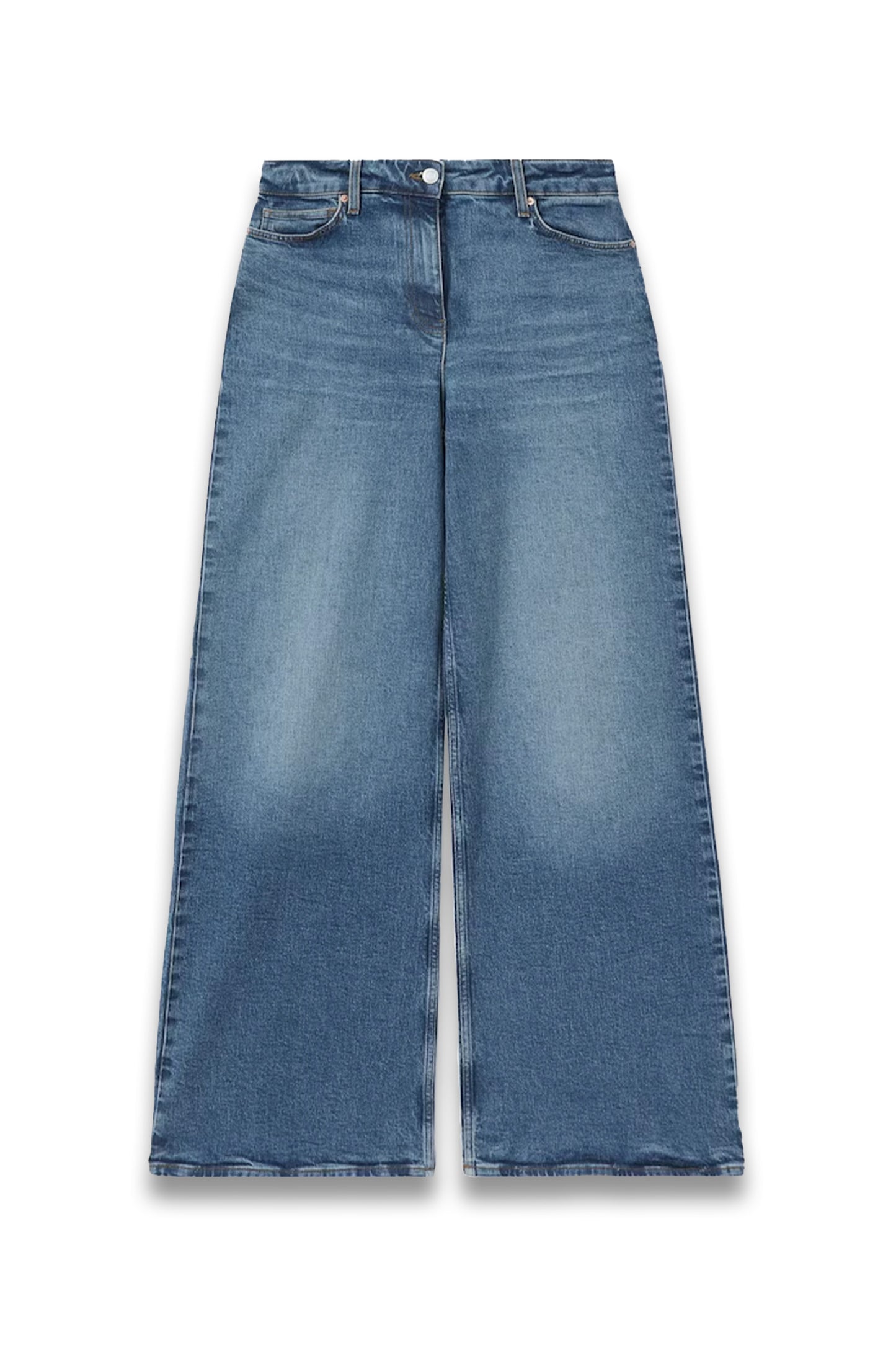 Wide Leg Jeans in Mid Blue