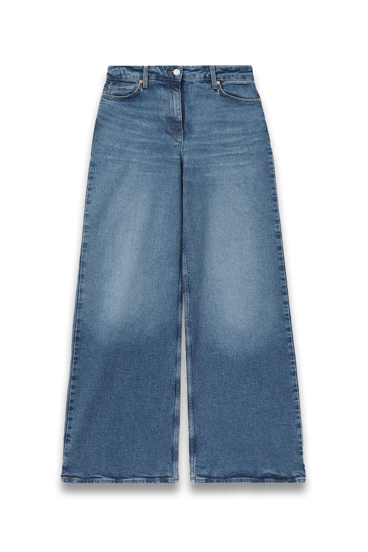 Wide Leg Jeans in Mid Blue