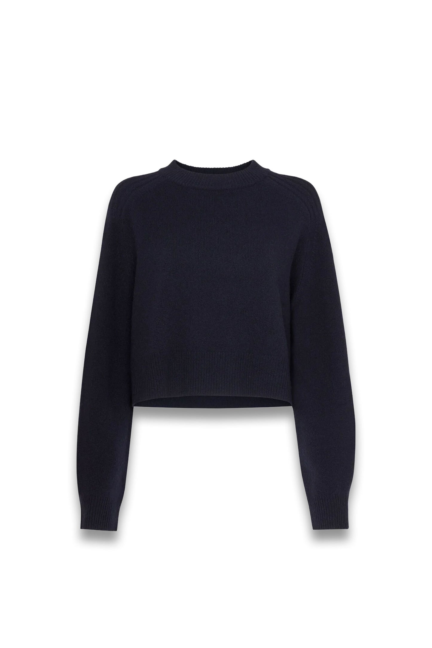 Navy Wool Crop Relaxed Knit