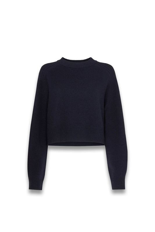Navy Wool Crop Relaxed Knit