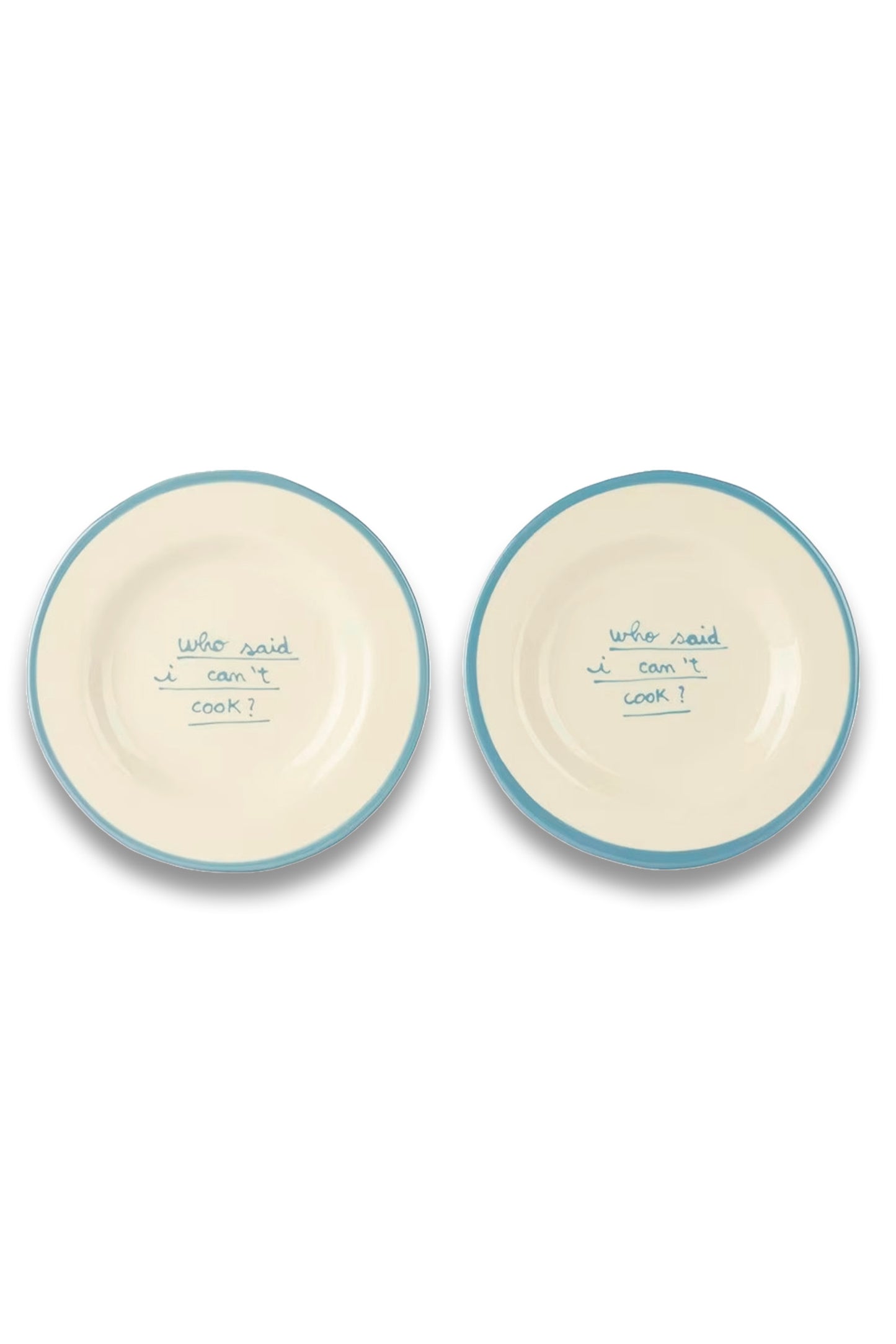 Blue & White 'Who Said I Can't Cook' Dessert Plate Set