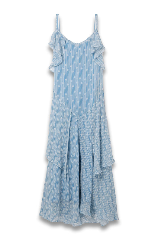 Meridian Ruffled Printed Silk-Crepon Maxi Dress