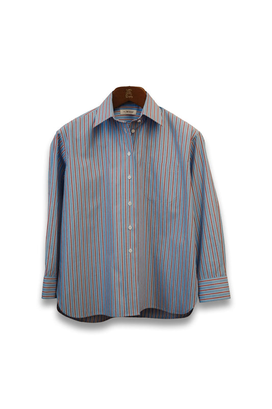 The Muse Husband Shirt in Blue Pinstripe
