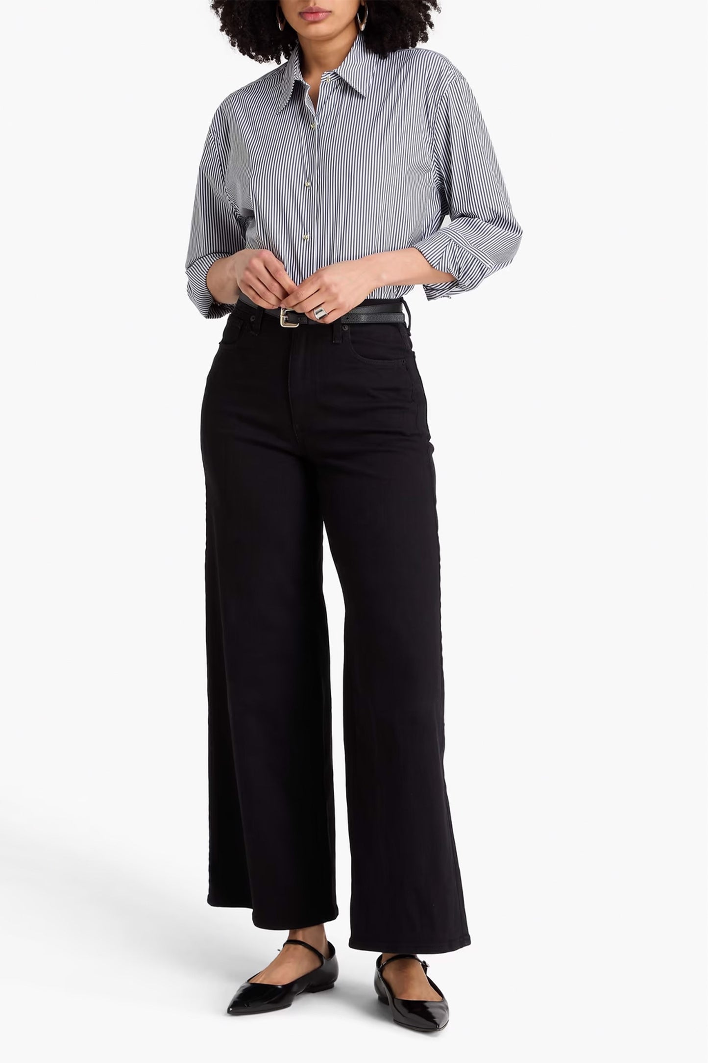 Jessica striped cotton-blend poplin shirt