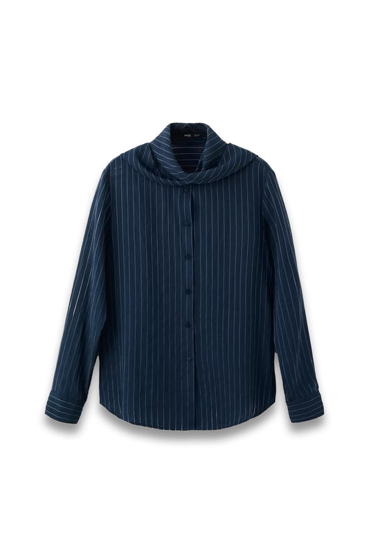 Corbat Tie Neck Stripe Shirt, Navy